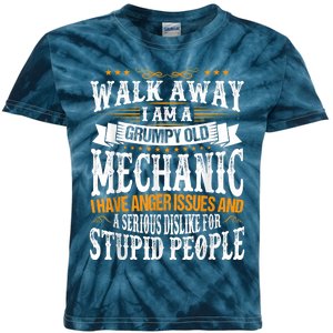 Walk Away I Am A Grumpy Old Mechanic I Have Anger Issues Kids Tie-Dye T-Shirt