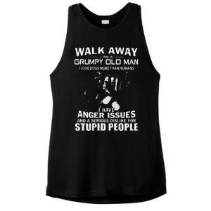 Walk Away I Am A Grumpy Old Man I Love Dogs More Than Humans Ladies PosiCharge Tri-Blend Wicking Tank