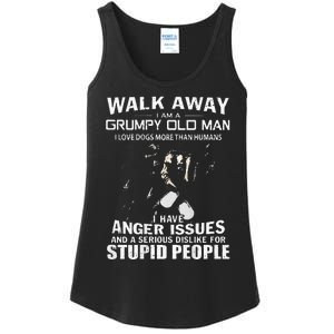 Walk Away I Am A Grumpy Old Man I Love Dogs More Than Humans Ladies Essential Tank