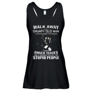 Walk Away I Am A Grumpy Old Man I Love Dogs More Than Humans Ladies Essential Flowy Tank