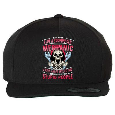 Walk Away I Am A Grumpy Old Mechanic I Have Anger Issues Wool Snapback Cap