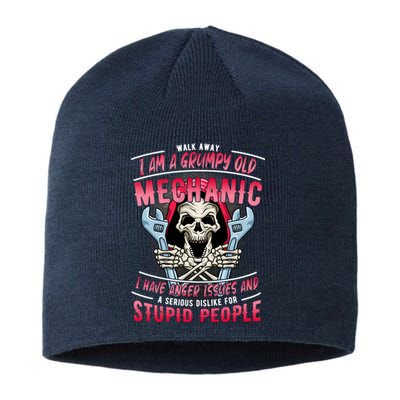 Walk Away I Am A Grumpy Old Mechanic I Have Anger Issues Sustainable Beanie