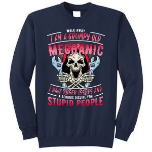 Walk Away I Am A Grumpy Old Mechanic I Have Anger Issues Tall Sweatshirt