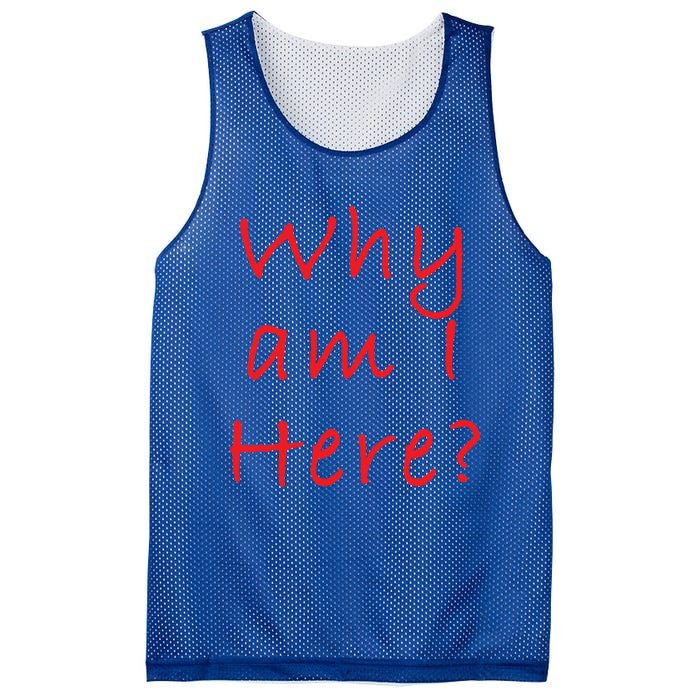 Why Am I Here? Sarcastically Funny Quote Gift Mesh Reversible Basketball Jersey Tank