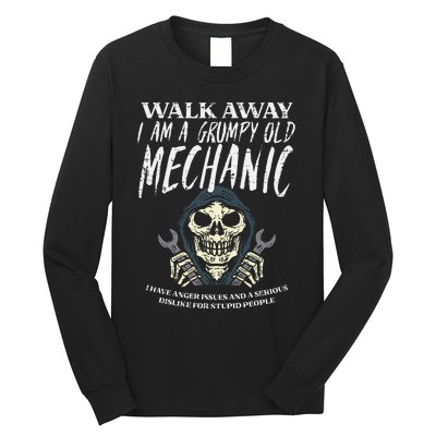 Walk Away Im Grumpy Old Mechanic Long Sleeve Shirt