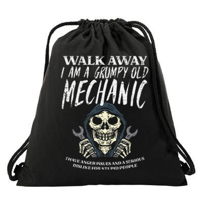 Walk Away Im Grumpy Old Mechanic Drawstring Bag