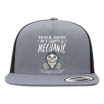 Walk Away Im Grumpy Old Mechanic Flat Bill Trucker Hat