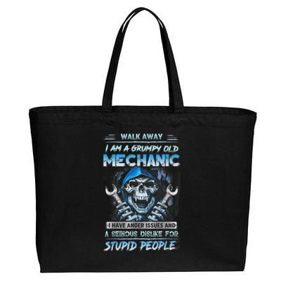 Walk Away I Am A Grumpy Old Mechanic I Have Anger Issues Cotton Canvas Jumbo Tote