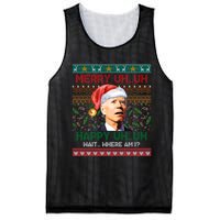 Where Am I Santa Joe Biden Merry Uh Uh Ugly Christmas Mesh Reversible Basketball Jersey Tank