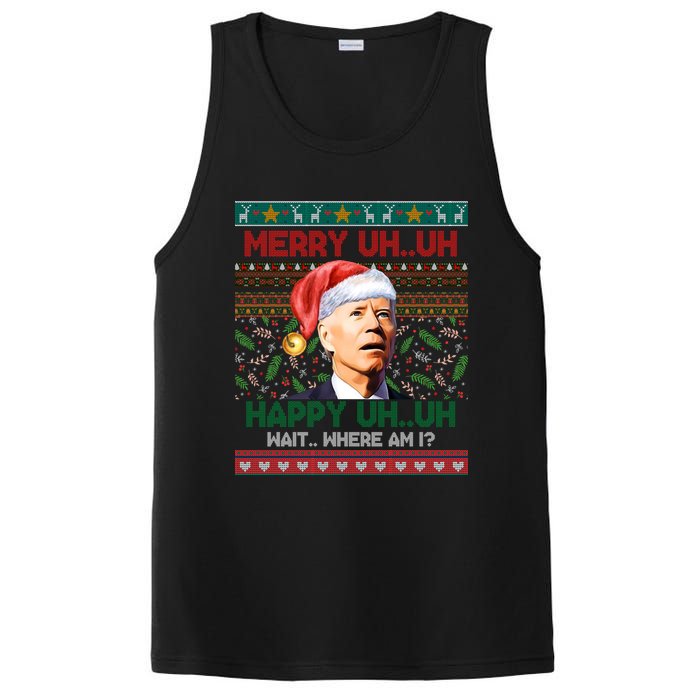 Where Am I Santa Joe Biden Merry Uh Uh Ugly Christmas PosiCharge Competitor Tank