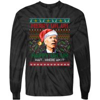 Where Am I Santa Joe Biden Merry Uh Uh Ugly Christmas Tie-Dye Long Sleeve Shirt