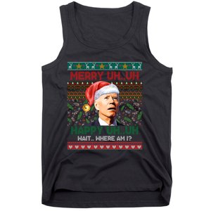 Where Am I Santa Joe Biden Merry Uh Uh Ugly Christmas Tank Top