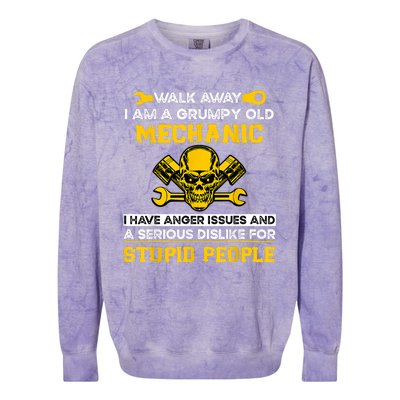 Walk Away I Am A Grumpy Old Mechanic I Have Anger Issues Colorblast Crewneck Sweatshirt