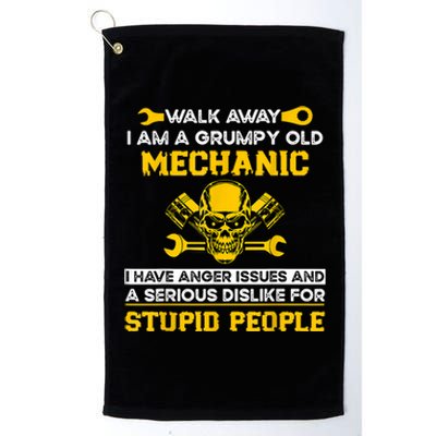 Walk Away I Am A Grumpy Old Mechanic I Have Anger Issues Platinum Collection Golf Towel