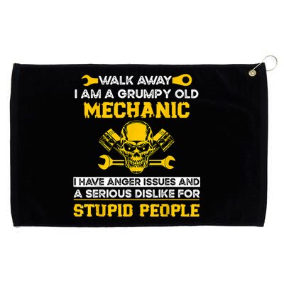 Walk Away I Am A Grumpy Old Mechanic I Have Anger Issues Grommeted Golf Towel