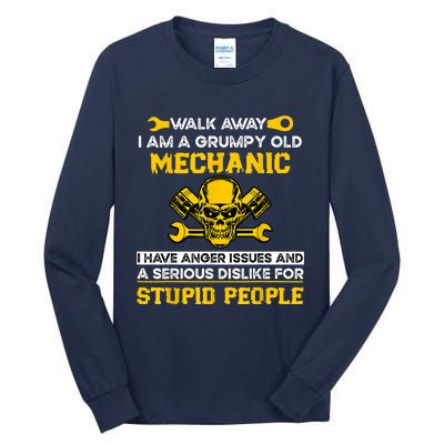 Walk Away I Am A Grumpy Old Mechanic I Have Anger Issues Tall Long Sleeve T-Shirt