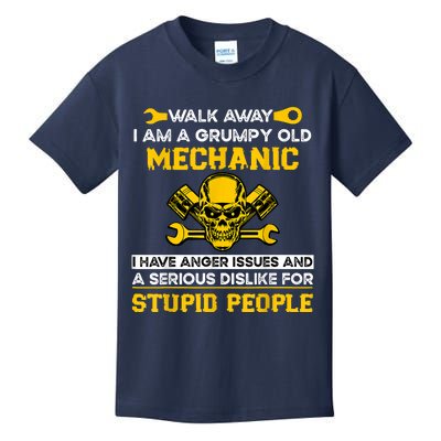 Walk Away I Am A Grumpy Old Mechanic I Have Anger Issues Kids T-Shirt