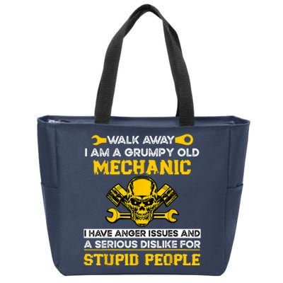 Walk Away I Am A Grumpy Old Mechanic I Have Anger Issues Zip Tote Bag