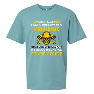 Walk Away I Am A Grumpy Old Mechanic I Have Anger Issues Sueded Cloud Jersey T-Shirt