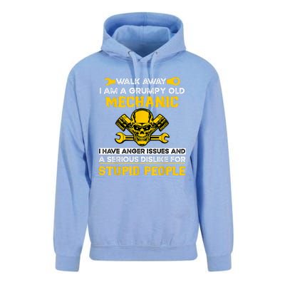 Walk Away I Am A Grumpy Old Mechanic I Have Anger Issues Unisex Surf Hoodie