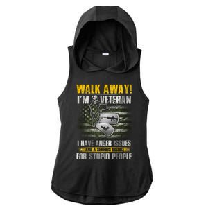 Walk Away! I'm A Veteran Amy Ladies PosiCharge Tri-Blend Wicking Draft Hoodie Tank