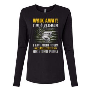 Walk Away! I'm A Veteran Amy Womens Cotton Relaxed Long Sleeve T-Shirt