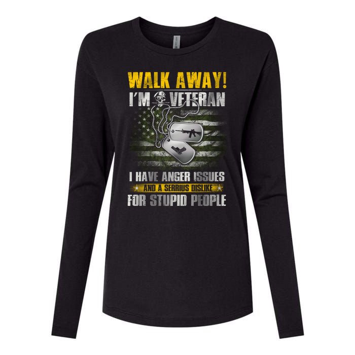 Walk Away! I'm A Veteran Amy Womens Cotton Relaxed Long Sleeve T-Shirt