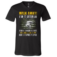 Walk Away! I'm A Veteran Amy V-Neck T-Shirt