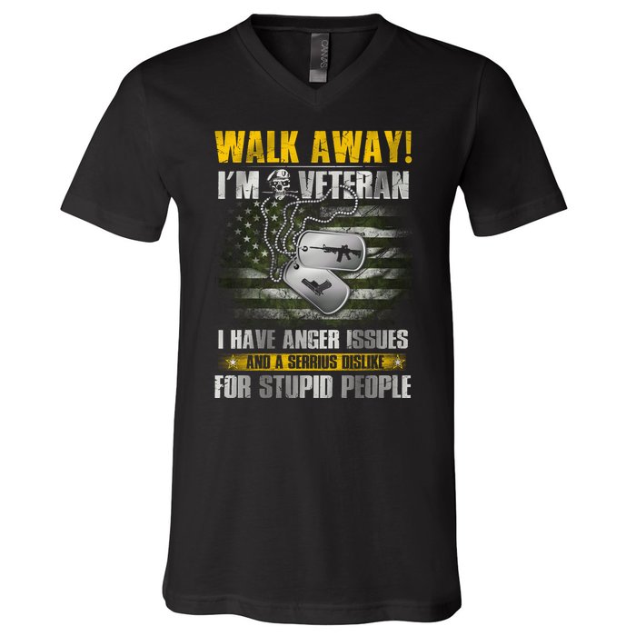 Walk Away! I'm A Veteran Amy V-Neck T-Shirt