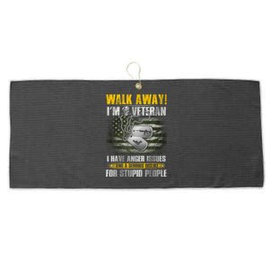 Walk Away! I'm A Veteran Amy Large Microfiber Waffle Golf Towel