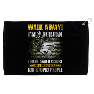 Walk Away! I'm A Veteran Amy Grommeted Golf Towel