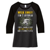 Walk Away! I'm A Veteran Amy Women's Tri-Blend 3/4-Sleeve Raglan Shirt