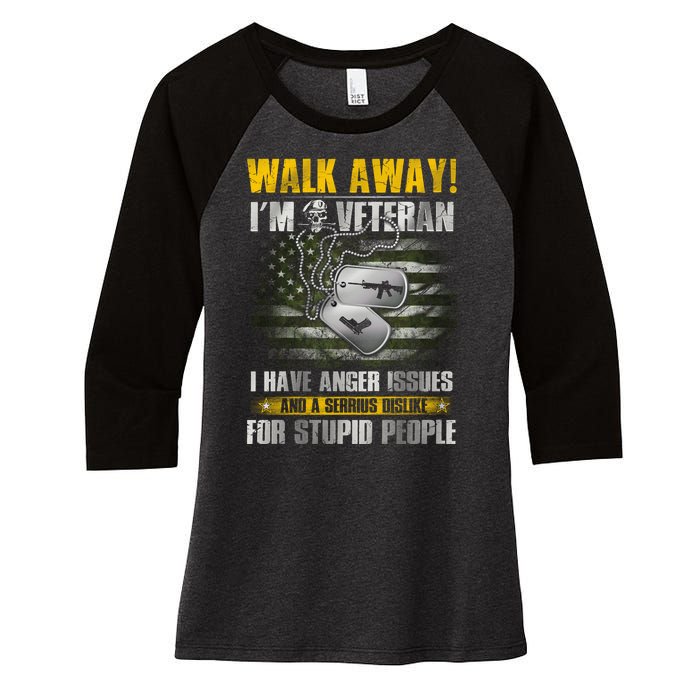 Walk Away! I'm A Veteran Amy Women's Tri-Blend 3/4-Sleeve Raglan Shirt