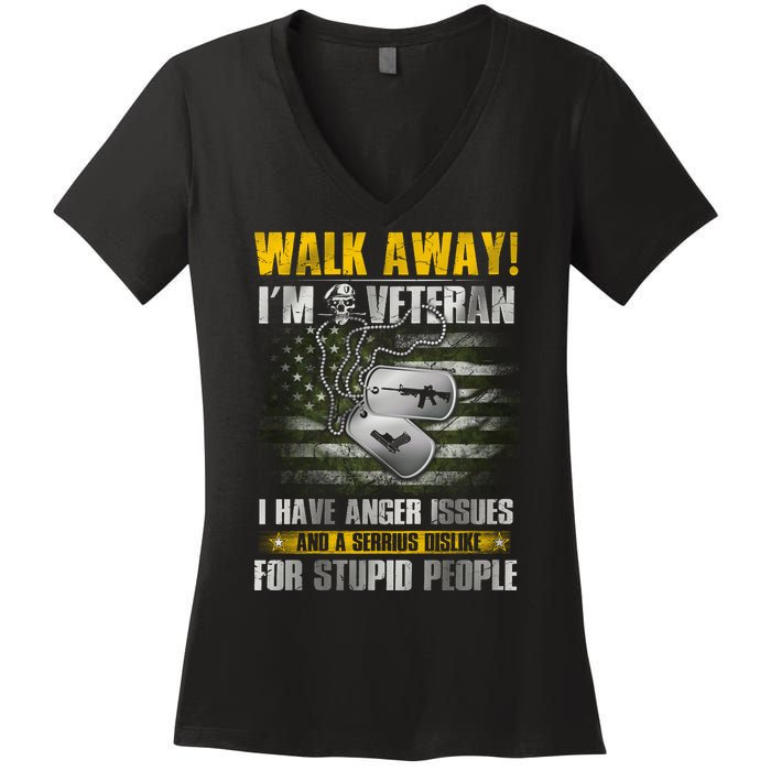 Walk Away! I'm A Veteran Amy Women's V-Neck T-Shirt