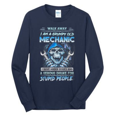 Walk Away I Am A Grumpy Old Mechanic I Have Anger Issues Tall Long Sleeve T-Shirt