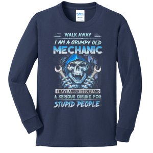 Walk Away I Am A Grumpy Old Mechanic I Have Anger Issues Kids Long Sleeve Shirt