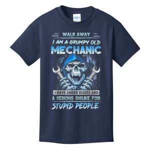 Walk Away I Am A Grumpy Old Mechanic I Have Anger Issues Kids T-Shirt