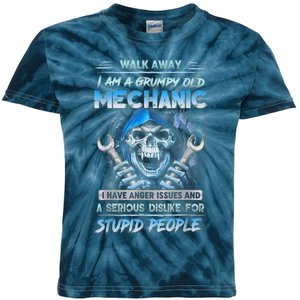 Walk Away I Am A Grumpy Old Mechanic I Have Anger Issues Kids Tie-Dye T-Shirt