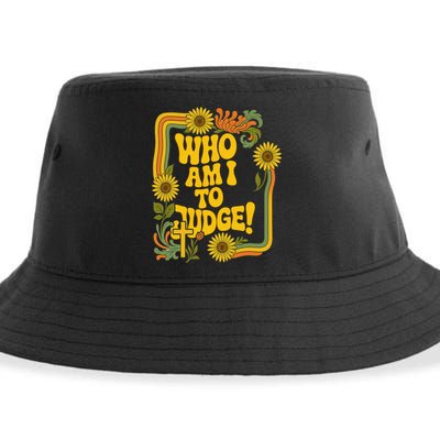 Who Am I To Judge Francis Quote Retro 70s Floral Women Sustainable Bucket Hat