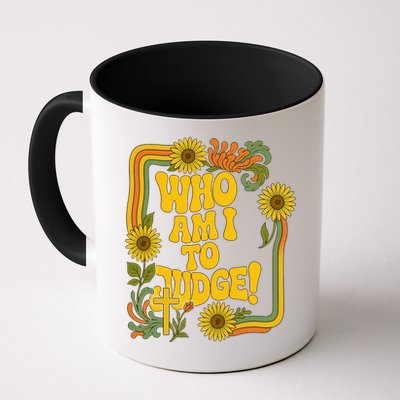 Who Am I To Judge Francis Quote Retro 70s Floral Women Mug