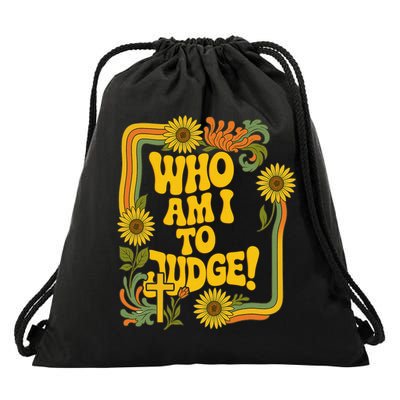 Who Am I To Judge Francis Quote Retro 70s Floral Women Drawstring Bag