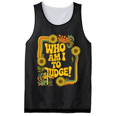 Who Am I To Judge Francis Quote Retro 70s Floral Women Mesh Reversible Basketball Jersey Tank