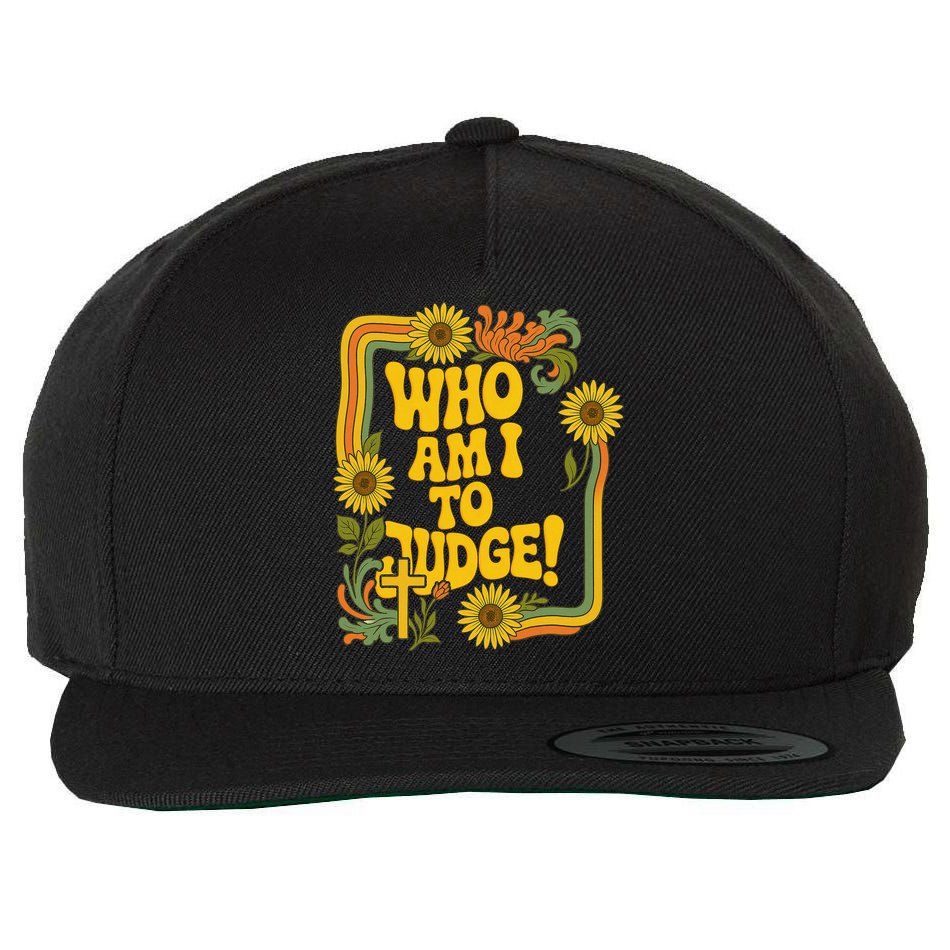 Who Am I To Judge Francis Quote Retro 70s Floral Women Wool Snapback Cap