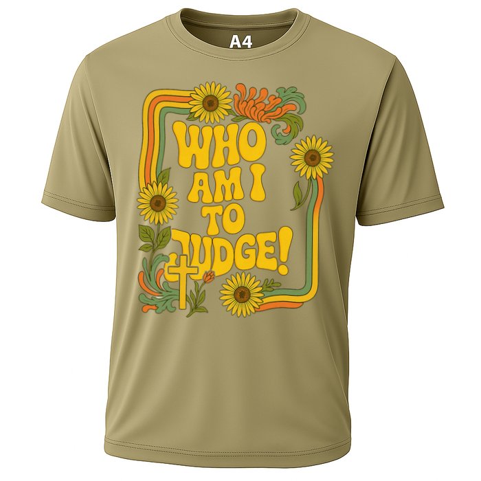 Who Am I To Judge Francis Quote Retro 70s Floral Women Cooling Performance Crew T-Shirt