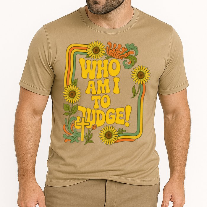 Who Am I To Judge Francis Quote Retro 70s Floral Women Cooling Performance Crew T-Shirt