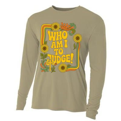 Who Am I To Judge Francis Quote Retro 70s Floral Women Cooling Performance Long Sleeve Crew