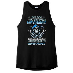 Walk Away I Am A Grumpy Old Mechanic I Have Anger Issues Ladies PosiCharge Tri-Blend Wicking Tank