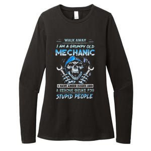 Walk Away I Am A Grumpy Old Mechanic I Have Anger Issues Womens CVC Long Sleeve Shirt