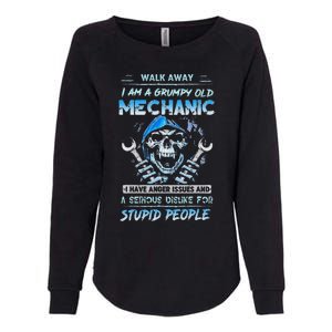 Walk Away I Am A Grumpy Old Mechanic I Have Anger Issues Womens California Wash Sweatshirt