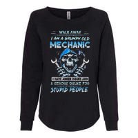 Walk Away I Am A Grumpy Old Mechanic I Have Anger Issues Womens California Wash Sweatshirt